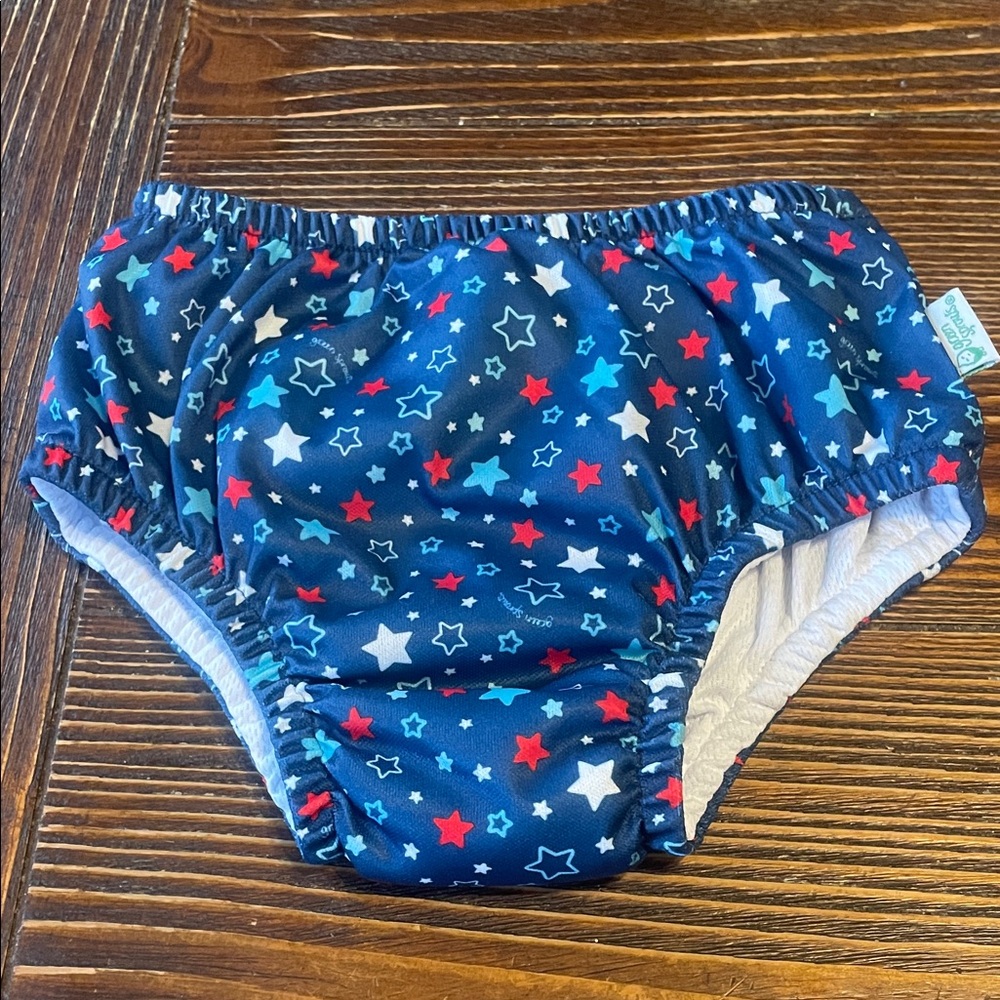 Infant Swim Diaper in Blue and Red with Stars